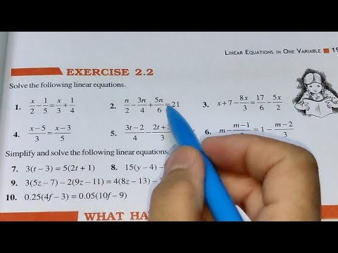 Linear Equations in One Variable Ex 2.2 Chapter- 2 Class 8th Maths New Book New Edition 2023 - Mathematics video for Grade 8