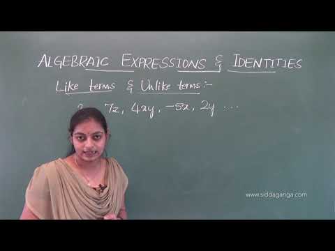 CBSE 8 - STATE 8 - MATHEMATICS - ALGEBRAIC EXPRESSION AND IDENTITIES - PART 1 - Mathematics video for Grade 8