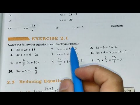 Linear Equations in One Variable Ex 2.1 Chapter- 2 Class 8th Maths New Book New Edition 2023 - Mathematics video for Grade 8