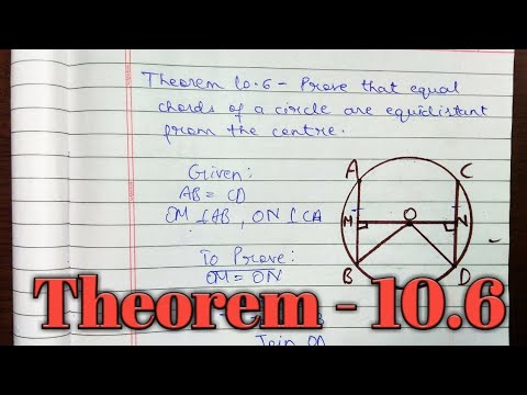 Equal chords of a circle are equidistant from the centre Theorem 10.6 Class 9 Maths Circles - Mathematics video for Grade 9