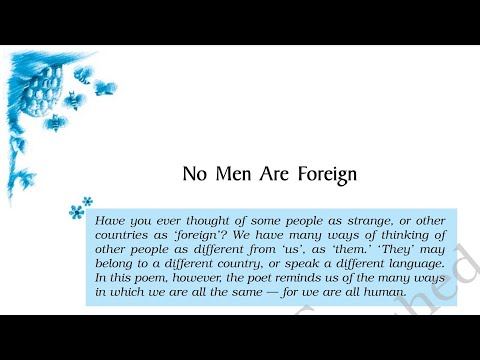 No men are foreign Class 9 English Beehive Poem 6 - English video for Grade 9
