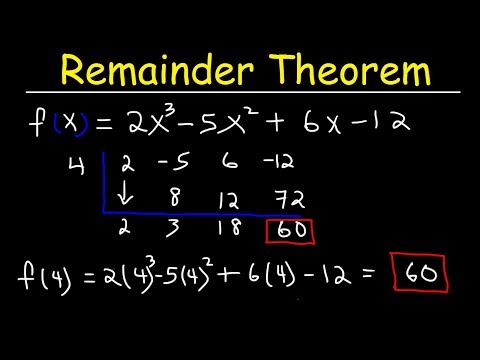 Remainder Theorem and Synthetic Division of Polynomials - Mathematics video for Grade 9